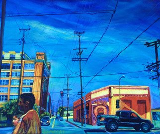 Bonnie Lambert: 'change', 2015 Oil Painting, Cityscape. The Arts District, downtown Los Angeles, before blocks are cleared and condos rise. ...