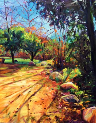 Bonnie Lambert: 'joyous light', 2017 Oil Painting, Cityscape. Glorious early- afternoon sun in the Arroyo Park, Pasadena, California...