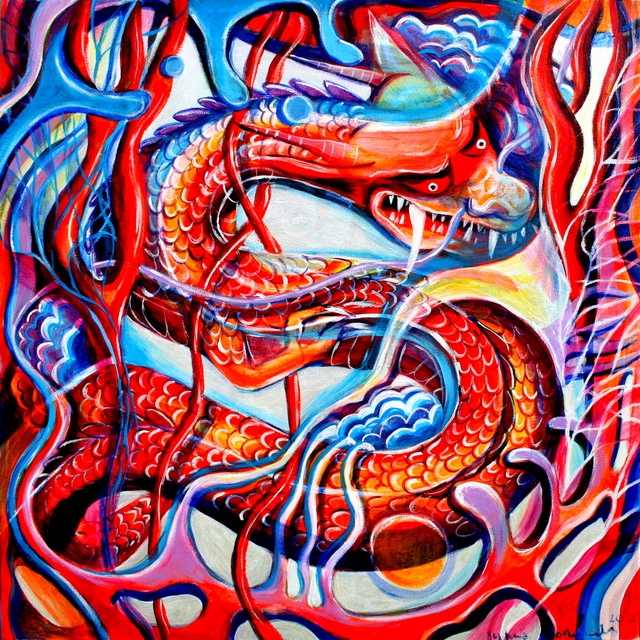 Artist Sylwia Borkowska. 'Year Of The Dragon' Artwork Image, Created in 2012, Original Painting Acrylic. #art #artist