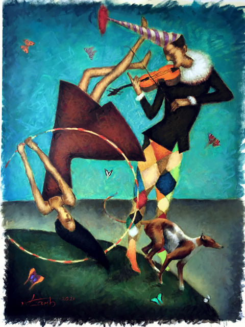 Artist Steven Lamb. 'Evening Violin' Artwork Image, Created in 2021, Original Mixed Media. #art #artist