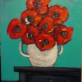 Boyko Asparuhov Artwork Poppies, 2015 Oil Painting, Floral