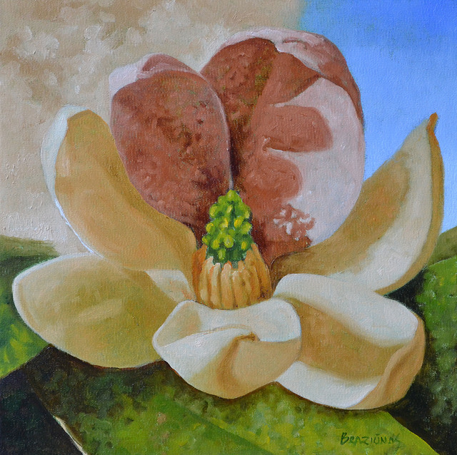 Artist Arturas Braziunas. 'Magnolia' Artwork Image, Created in 2019, Original Painting Oil. #art #artist
