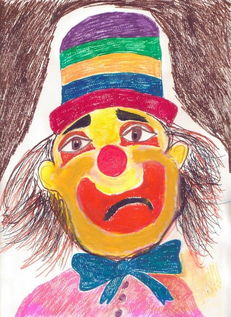 Brenda Roper Gate  'Sad Clown', created in 2010, Original Painting Oil.