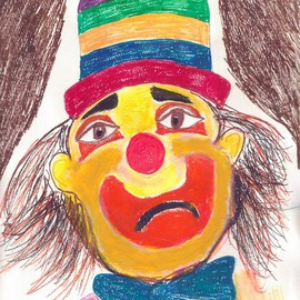 Brenda Roper Gate: 'sad clown', 2010 Oil Painting, Clowns. 