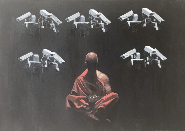 Johnny Brisko  'Indoor Security Cameras', created in 2019, Original Painting Acrylic.