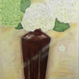 Elena Belkova: 'Hydrangea in vase', 2016 Oil Painting, Still Life. Artist Description: This still life was made in Alla Prima techniqueand shows the praise of Hydrangea flowers. ...