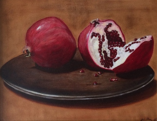 Artist Elena Belkova. 'Pomegranates' Artwork Image, Created in 2005, Original Painting Oil. #art #artist