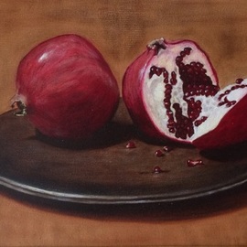 Elena Belkova: 'pomegranates', 2005 Oil Painting, Still Life. Artist Description: The study of Flemish technique. Oil on canvas. The painting can include the frame for the extra cost. ...