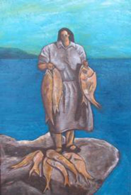 Artist Bryce Brown. 'The Fisherwoman' Artwork Image, Created in 2005, Original Painting Acrylic. #art #artist