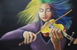 Kiran Kumar: 'Colorful Mind', 2018 Oil Painting, Music. Flow with colorful mind...