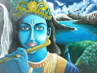 Kiran Kumar: 'krishna', 2018 Oil Painting, Hindu. Lord Krishna s Beautiful World...