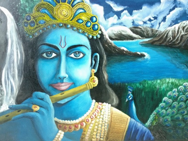 Kiran Kumar  'Krishna', created in 2018, Original Painting Oil.