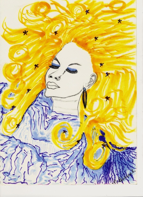 Artist Nicole Burrell. 'Blonde Girl' Artwork Image, Created in 2012, Original Drawing Marker. #art #artist