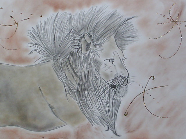 Nicole Burrell  'Lioness', created in 2012, Original Drawing Marker.