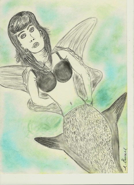 Nicole Burrell  'Mermaid', created in 2012, Original Drawing Marker.