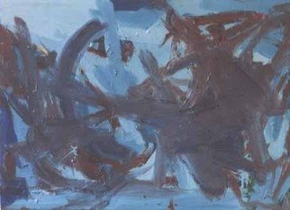 Paul Cairns: 'Blue battle', 2006 Oil Painting, Abstract.  This painting took over a year to complete, with as you can see the final action obliterating most of what went before. ...