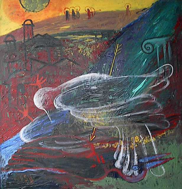 Calin Baban  'Angels Hunting', created in 2006, Original Painting Oil.