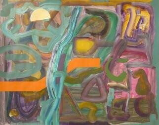 Mark Schwing: 'seekers', 2023 Acrylic Painting, Abstract. Surrealistic landscape with mysterious forms. ...