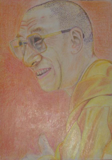 Artist Bryan Patterson. 'H H Dalai Lama' Artwork Image, Created in 2005, Original Drawing Pencil. #art #artist