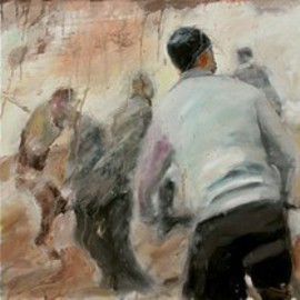 Caoimhghin Ocroidheain Artwork Gaza Ambulance, 2015 Oil Painting, Political