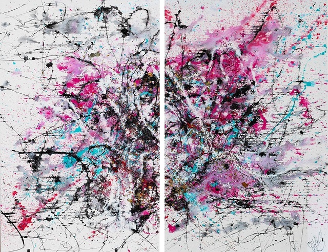 Carolina Vis  'Pink Duo', created in 2018, Original Painting Acrylic.
