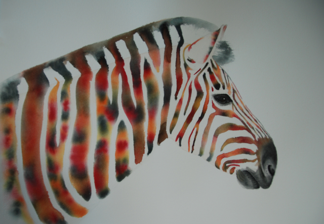 Carolyn Judge  'Zen Zebra', created in 2015, Original Watercolor.
