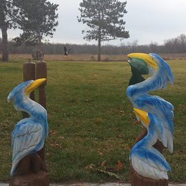 Von Nicholson: 'Blues birds', 2016 Wood Sculpture, Birds. Artist Description:  I've done several of these and they seem to have different personalities each time. ...