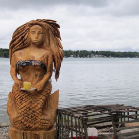 Von Nicholson: 'Fresh from the Sea', 2014 Wood Sculpture, Fish. Artist Description:  created from Knotty pine and sealed for all weather. about 4ft. tall and 90 lbs. ...
