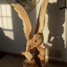 Von Nicholson: 'ORIGINAL FIRST EAGLE SCULPTURE', 2012 Wood Sculpture, Birds. Artist Description:  This is my first eagle and first sculpture, I am a new artist, and when I say new, I mean to say I' ve only discovered this past DEC. that I could see things in the wood. the conditions were right and I was in a situation ...