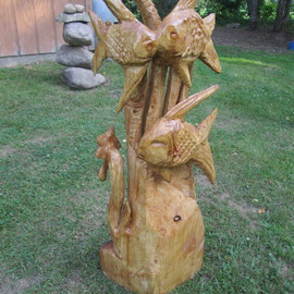 Von Nicholson: 'sold', 2014 Wood Sculpture, Fish. 