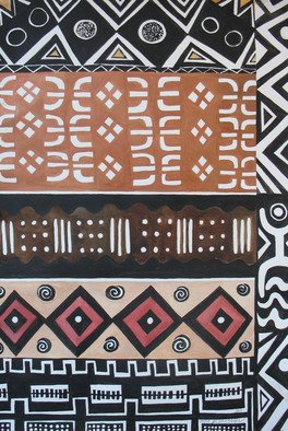 Caron Sloan Zuger: 'Malian Print Abstract', 2011 Watercolor, Abstract.  This is from my Africa series. It is an abstract based on prints, images, and symbols found in Malian fabrics, especially in the traditional mud cloth of Mali. ...