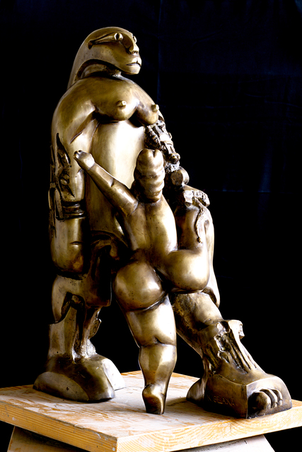 Catalin Geana  'Encounter Alien Gods', created in 2012, Original Sculpture Bronze.
