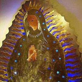 Catarina Hosler: 'Virgin of Guadalupe', 2009 Mixed Media Sculpture, Archetypal. Artist Description:  Private residential commission completed for client in 2009. Materials used are stainless steel, brass, copper and blue LEDs. ...