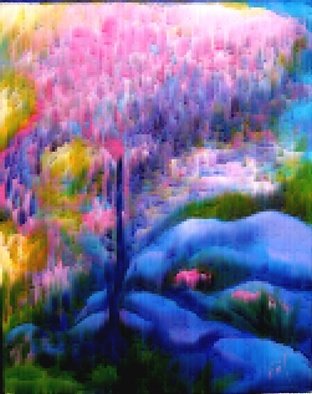 Cindy Teresa: 'serenity', 2008 Acrylic Painting, Mystical.  mystical rendition of tree and pond ...