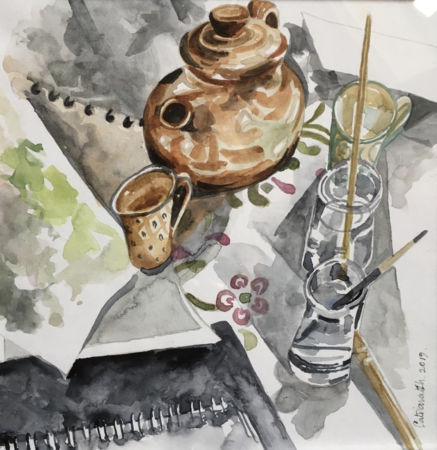 Artist Catriona Brough. 'Cup Of Tea' Artwork Image, Created in 2019, Original Painting Ink. #art #artist