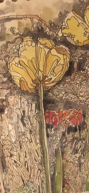 Catriona Brough  'Tulips', created in 2020, Original Painting Ink.