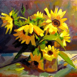 Calin Bogatean: 'Sunflower', 2011 Oil Painting, Floral. Artist Description:   Oil on canvas  ...