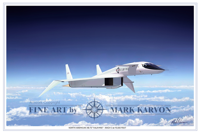 Artist Mark Karvon. 'XB70 Valkyrie Mach 3 At 70000 Feet' Artwork Image, Created in 2006, Original Painting Other. #art #artist