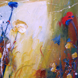 C.c. Opiela: 'Just One', 2009 Acrylic Painting, Floral. Artist Description:   Blues, greens yellow ochretextured.      ...