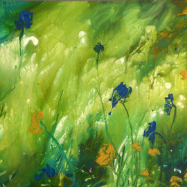 C.c. Opiela: 'Music Vibrations', 2009 Acrylic Painting, Floral. Artist Description:  Blues, greenstextured.     ...