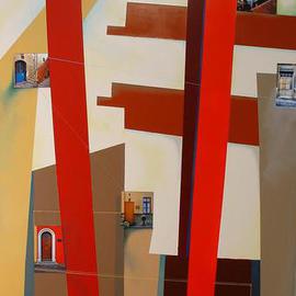 Christian Culver: 'DoorsWindows 1', 2007 Oil Painting, Abstract. Artist Description:  Oil on wood panel with architectural images applied. ...