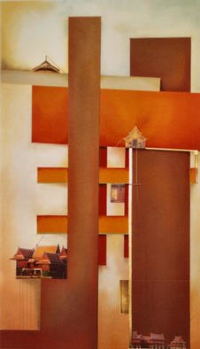 Christian Culver: 'Thai 1', 2003 Pastel, Architecture. Pastel on paper with architectural photographs....