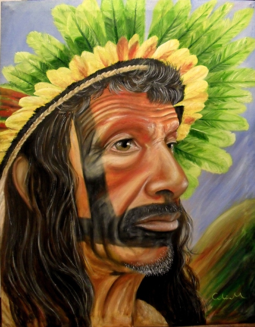Celia M Torres  'Brazilian Native', created in 2011, Original Painting Oil.