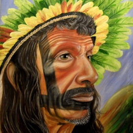 Celia M Torres: 'Brazilian Native', 2011 Oil Painting, Portrait. Artist Description:  native brazilian portrait    ...