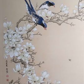 Double Happiness chinese painting By Jinxian Zhao 