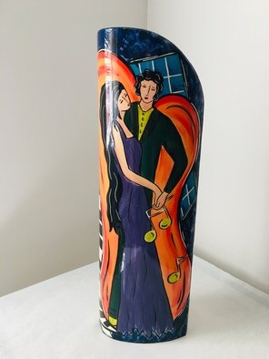 Claudia Beldent: 'Dancing with you', 2019 Ceramics, Music. SOLD - Claudia BeldentaEURtms One of a kind ceramic vase.  Colorful hand painted piece. ...