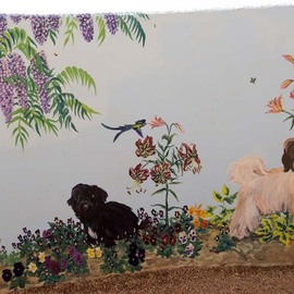 Christine Lytwynczuk: 'Havanese mural detail 1', 2006 Other Painting, Dogs. Artist Description: Mural commissions of any subject matter welcome, also pet portraits.  Priced according to detail, please inquire with artist. ...