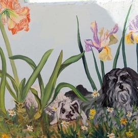 Christine Lytwynczuk: 'Havanese mural detail 2', 2006 Other Painting, Dogs. Artist Description: Mural commissions of any subject matter welcome, also pet portraits.  Priced according to detail, please inquire with artist. ...