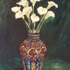 Lillies in Mexican Vase By Christine Lytwynczuk
