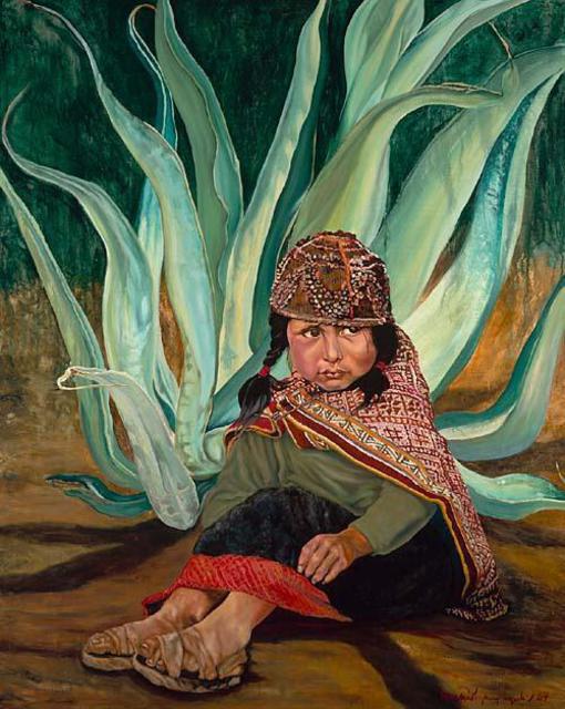 Christine Lytwynczuk  'Peruvian Girl With Agave', created in 2005, Original Painting Other.